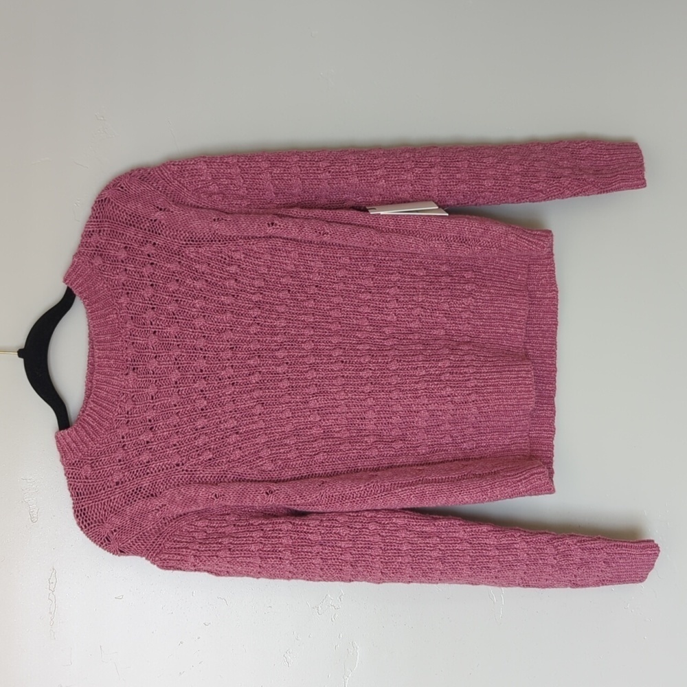 Something Navy Pink Rose Knit Sweater Size S